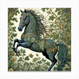 Black Horse In The Forest william morris inspired art Canvas Print