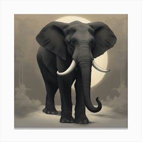 Elephant In The Moonlight Canvas Print