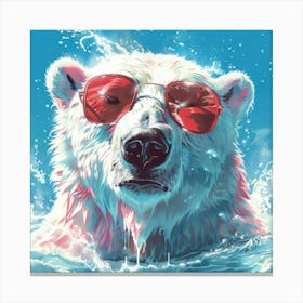 Polar Bear In Sunglasses 7 Canvas Print