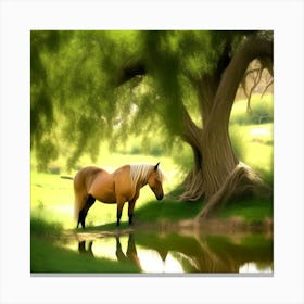 Horse By The Pond Canvas Print