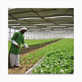 Man In A Greenhouse Canvas Print