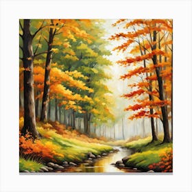 Forest In Autumn In Minimalist Style Square Composition 291 Canvas Print