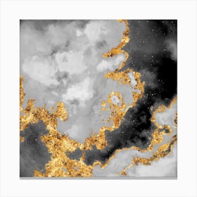 100 Nebulas in Space with Stars Abstract in Black and Gold n.034 Canvas Print