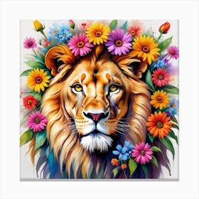 Petals Of Pride: A Lion's Roar Echoing In A Garden Of Beauty Canvas Print