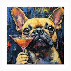 Frenchie With Martini 4 Canvas Print