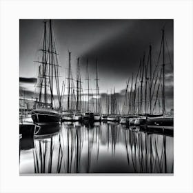 Black And White Sailboats Canvas Print