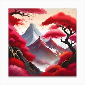 Sakura Trees Japanese Textured Monohromatic Canvas Print