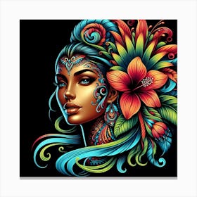 Colorful Hawaiian Woman Canvas Print