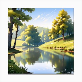 Lake In The Forest 1 Canvas Print