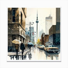 Toronto Cityscape Water Color Canvas Print