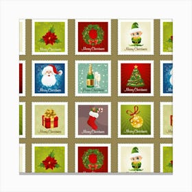 Christmas Stamp Pattern Canvas Print