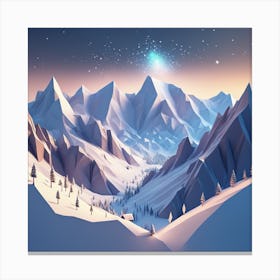 Low Poly Mountain Landscape Canvas Print