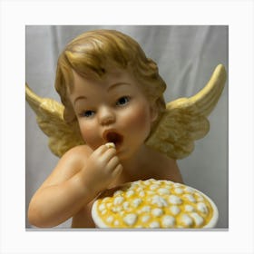 Angel eating popcorn 1 Canvas Print