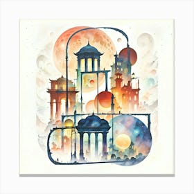 Rome Cityscape Watercolor Canvas Print