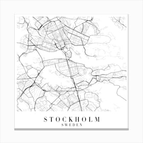 Stockholm Sweden Street Map Minimal Square Canvas Print