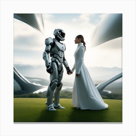 Bride And Groom In Space Canvas Print