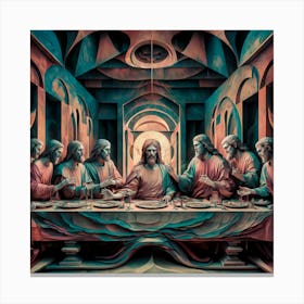 A fusion Of Abstract And Medieval Art Of The Last Supper Canvas Print