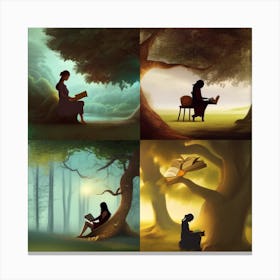 Reading In The Forest Canvas Print