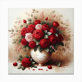 Roses In A Vase Canvas Print