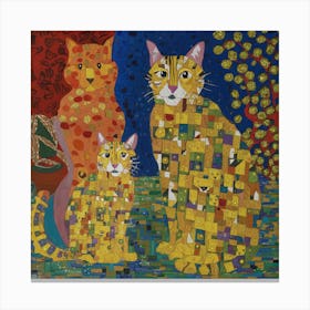 Gustav Klimt Style Cats Collection 2 Canvas Print