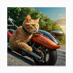 Cat On A Motorcycle Canvas Print