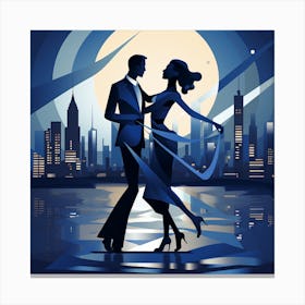 Couple Dancing In The City At Night Canvas Print