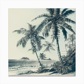 Palm Trees On The Beach Canvas Print