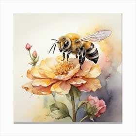 Bee On A Flower Canvas Print