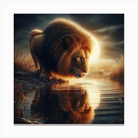 Lion In Water 1 Canvas Print