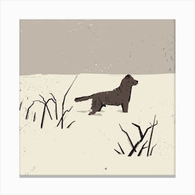 Dog On Snow Canvas Print