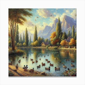 Ducks In The Pond Canvas Print