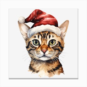 Bengal Cat In Santa Hat 7 Canvas Print