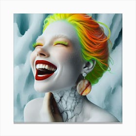 Woman Laughing In The Snow Canvas Print