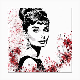 Audrey Hepburn Portrait Painting (1) Canvas Print