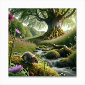 Mouse Beside A Stream Canvas Print