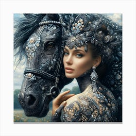 Woman With A Horse 2 Canvas Print