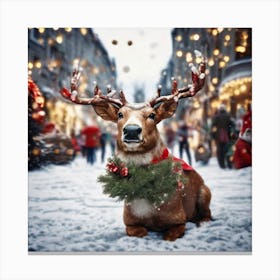 Reindeer In The Snow Canvas Print