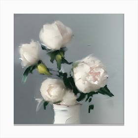White Peonies In A Vase Canvas Print