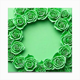 Green Roses In A Circle 2 Canvas Print