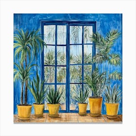 Potted Plants In Front Of Window Art Canvas Print