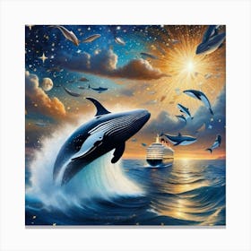 Whale out of ocean Canvas Print