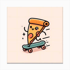 Pizza On Skateboard Canvas Print