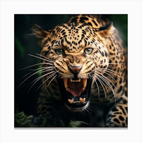 Jaguar Roaring In The Jungle 2 Canvas Print