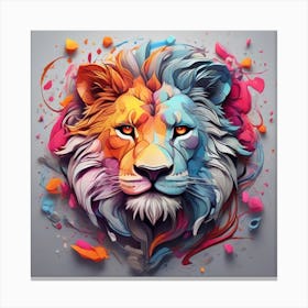 Colorful Lion Head Canvas Print