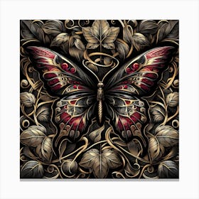 Metallic Bronze Black & Red Gothic Butterfly Canvas Print