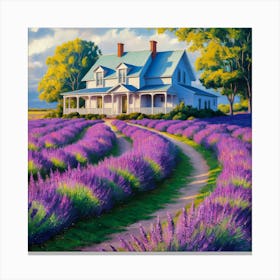 Tranquil Haven Lavender Fields And White House (2) 1 Canvas Print