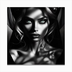 Black And White Portrait Of A Woman 29 Canvas Print