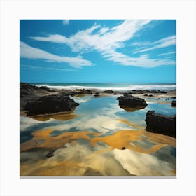 Rocky Beach in Summer Sun Canvas Print