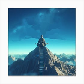 Meditation Man On Top Of Mountain Canvas Print