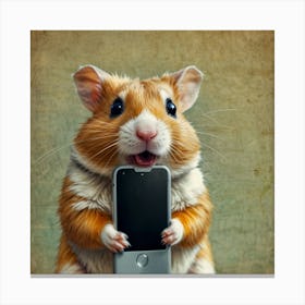 Hamster Holding Cell Phone 4 Canvas Print